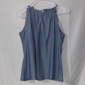 Stylish Women's Blue and Red Geometric Blouse